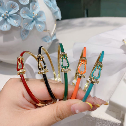 Enamel Buckle Bangle Bracelet