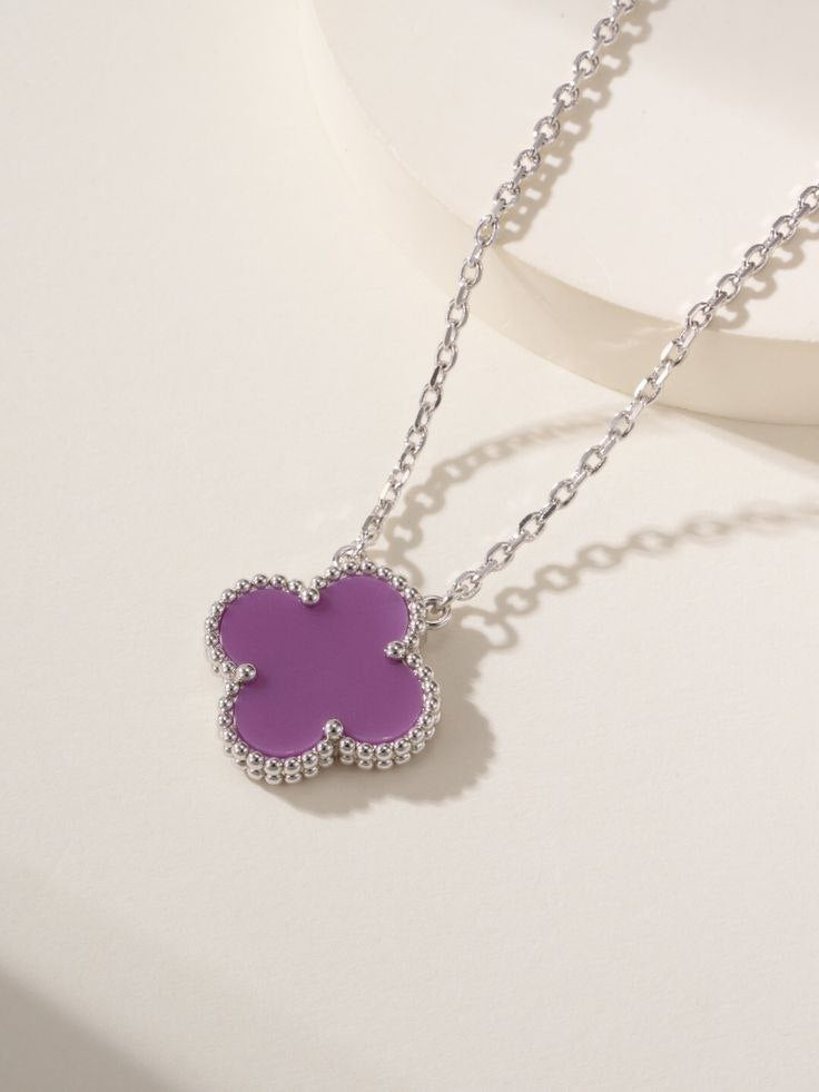Purple Clover Pendant Necklace