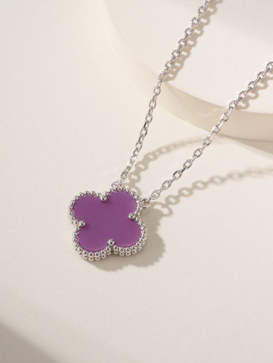 Purple Clover Pendant Necklace
