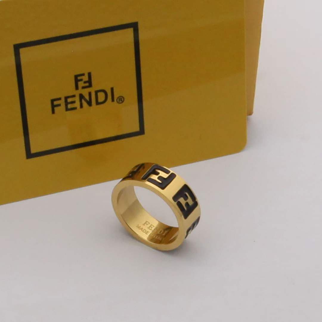 Bague femme acier doré FENDI Large