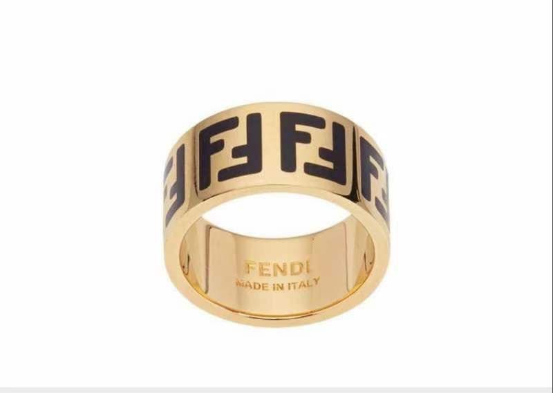 Bague femme acier doré FENDI Large