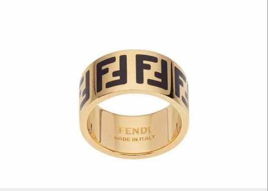 Bague femme acier doré FENDI Large