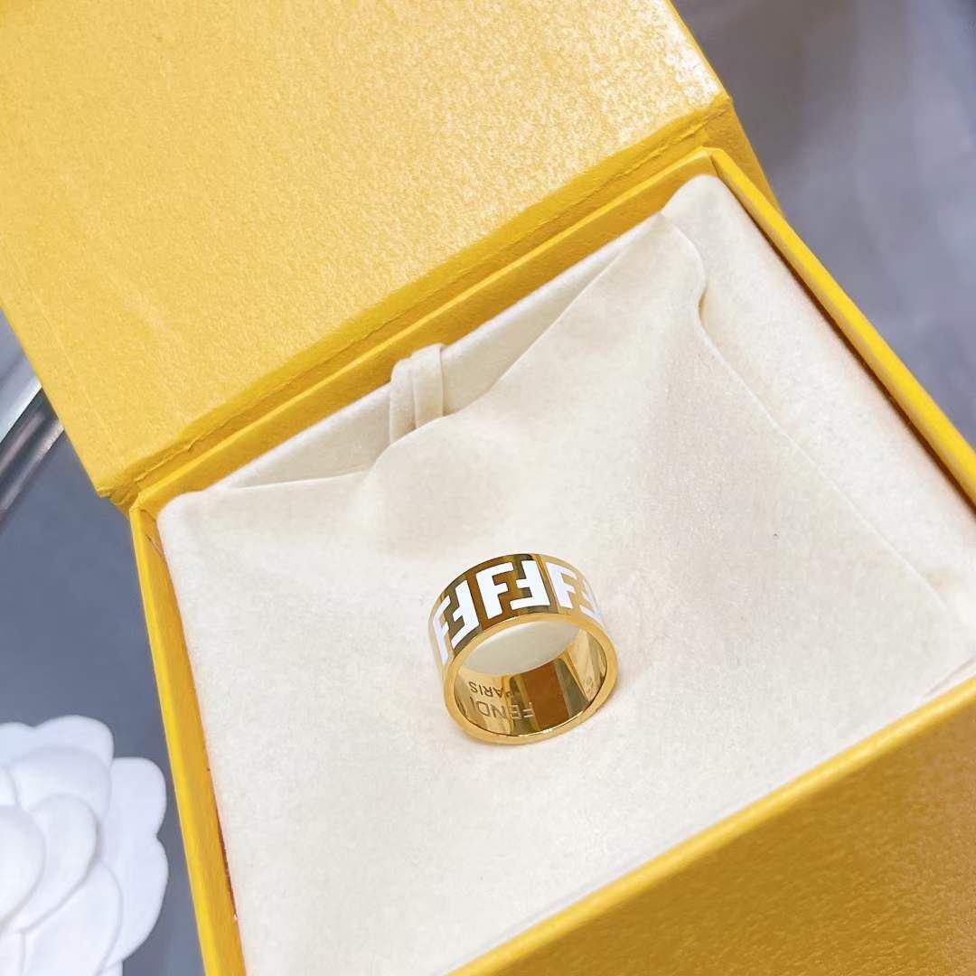 Bague femme acier doré FENDI Large